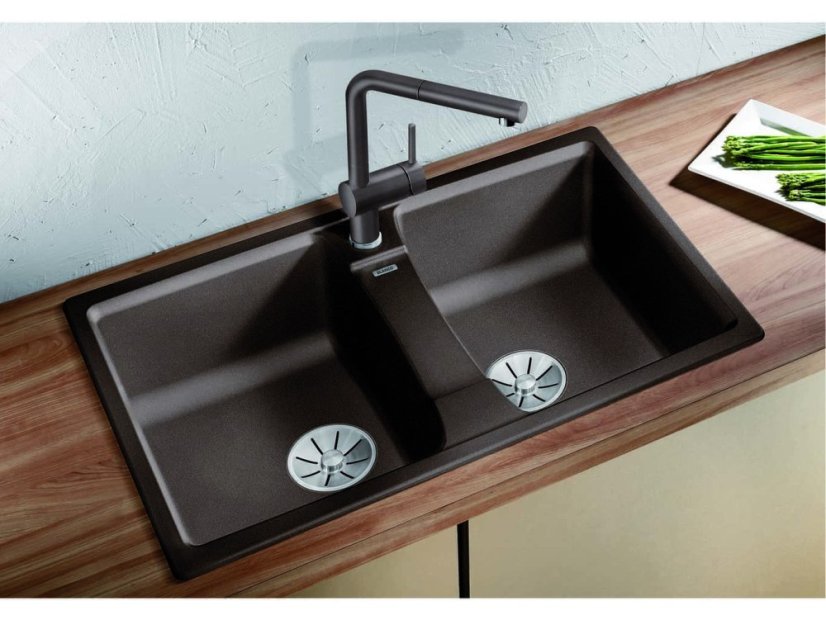 Granitový drez Blanco LEXA 8 InFino biela obojstranný bez excentru