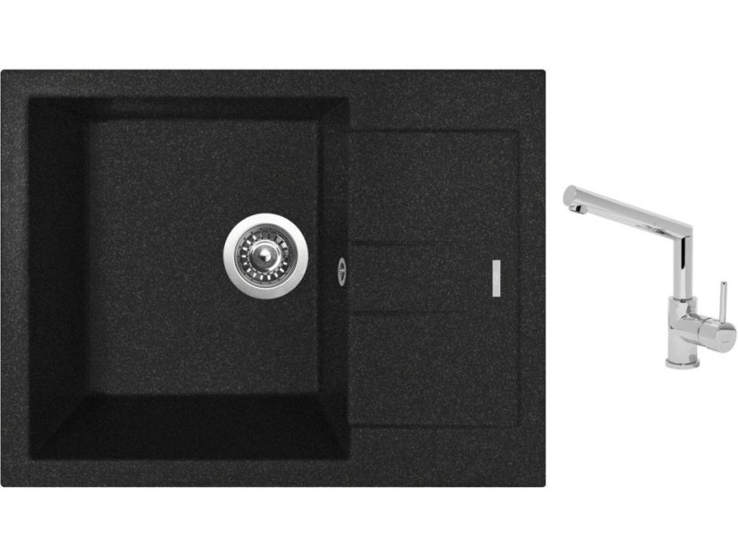 Set Sinks AMANDA 650 Granblack + batéria Sinks MIX 350 P chróm