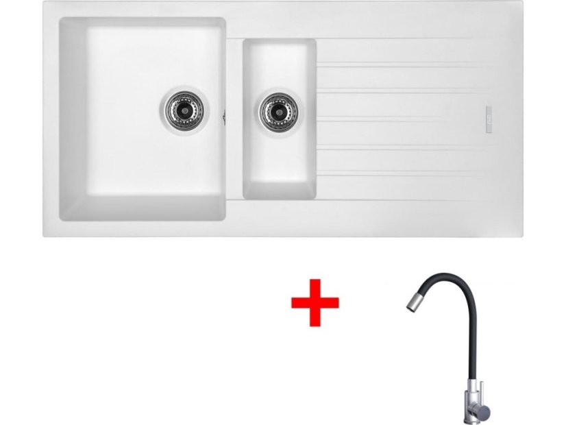 Set Sinks Perfecto 1000.1 Milk + Elasta nerez/čierná