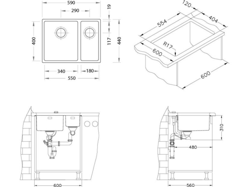 Nerezový drez Alveus Kombino 120 U