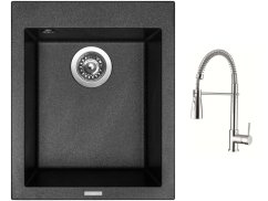 Set Sinks CUBE 410 Metalblack + baterie Sinks MIX 35 PROF S chrom