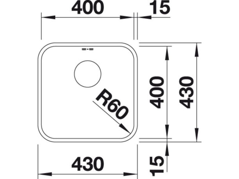 Nerezový dřez Blanco SUPRA 400 U Nerez kartáčovaný nákres