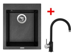 Set Sinks CUBE 410 Metalblack + Vitalia GR