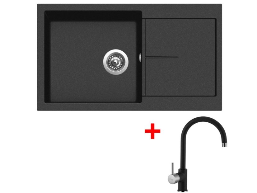 Set Sinks Infinity 860 Metalblack + Vitalia GR