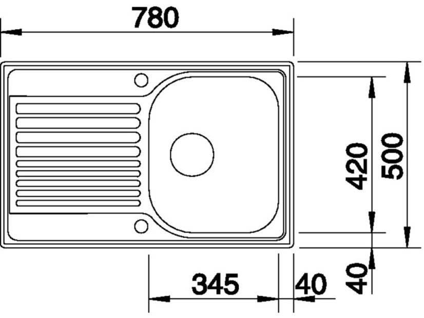 Nerezový dřez Blanco TIPO 45 S Compact  nákres