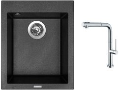 Set Sinks CUBE 410 Metalblack + batéria Sinks SLIM S2 kartáčovaná