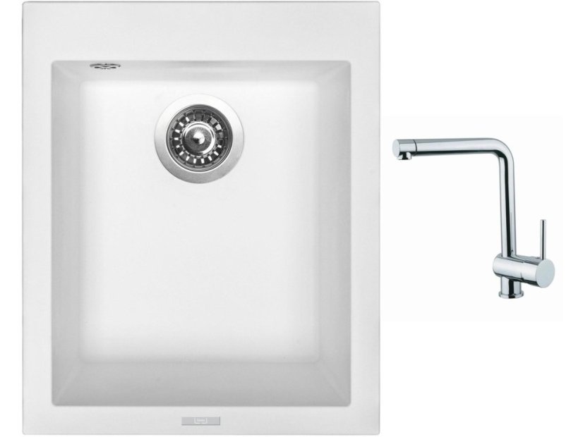 Set Sinks CUBE 410 Milk + batéria Sinks MIX 3 chróm