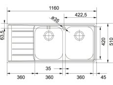 Nerezový dřez Franke NEX 621/7 Nerez nákres Nerezový dřez Franke NEX 621/7 Nerez nákres