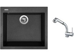 Set Sinks CUBE 560 Granblack + baterie Sinks MIX 3 S Chrom Set Sinks CUBE 560 Granblack + baterie Sinks MIX 3 S Chrom