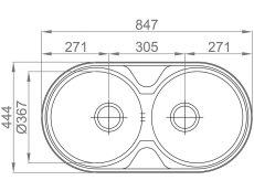 Nerezový dřez Sinks DUETO 847 M nákres Nerezový dřez Sinks DUETO 847 M nákres