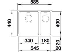 Nerezový drez Blanco ANDANO 340/180 IF bez tiahla, ľavý
