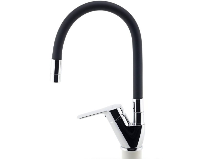 Drezová batéria s čiernym flexi ramenom Metalia 54, chróm