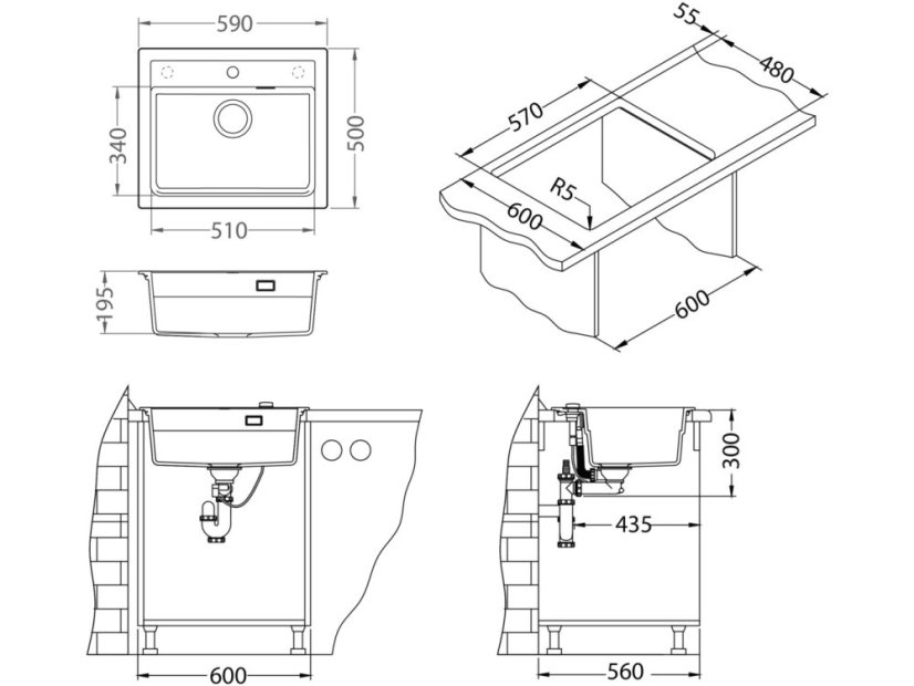 Granitový drez Alveus ATROX 30 terra