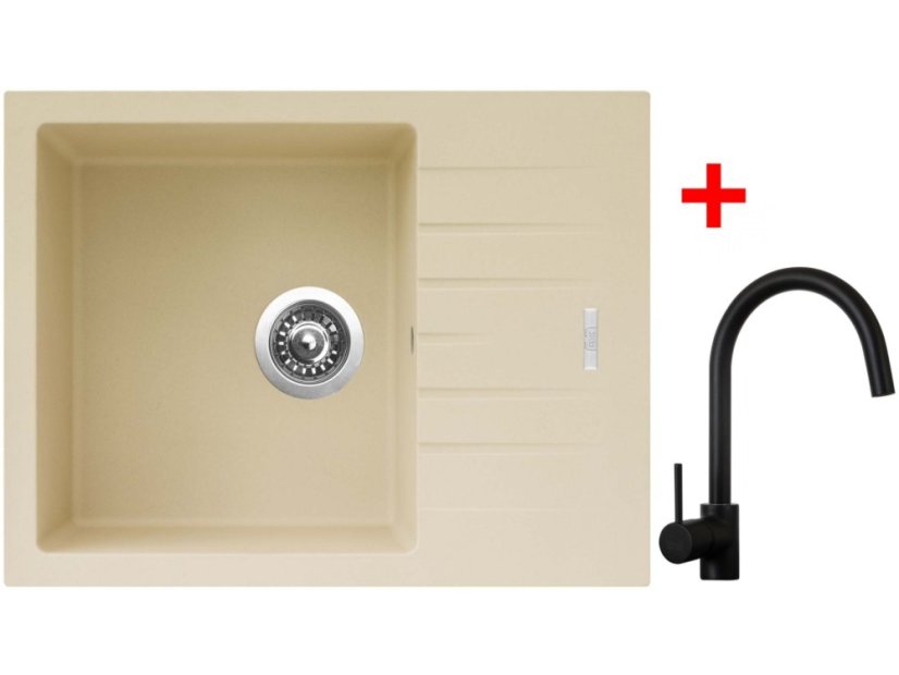 Sinks PERFECTO 650 Sahara + Vitalia čierná matná