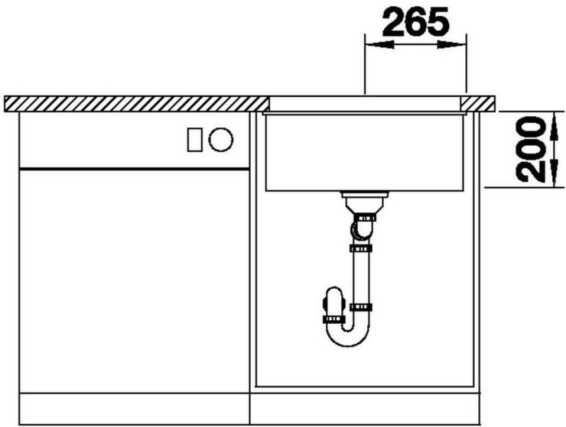 Granitový dřez Blanco Etagon 500 U nákres2