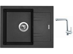 Set Sinks LINEA 600 N Metalblack + baterie Sinks MIX 3 chrom