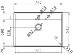 Nerezový drez Pyramis Krypto 74 x 51 1B