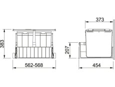Výsuvný odpadkový koš Franke  300-60 nákres