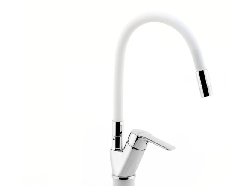 Drezová batéria s bielym flexi ramenom Metalia 54, chróm