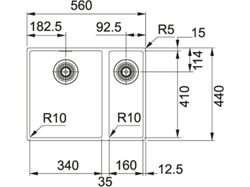 Tectonitový dřez Franke SID 160/2 Bílá