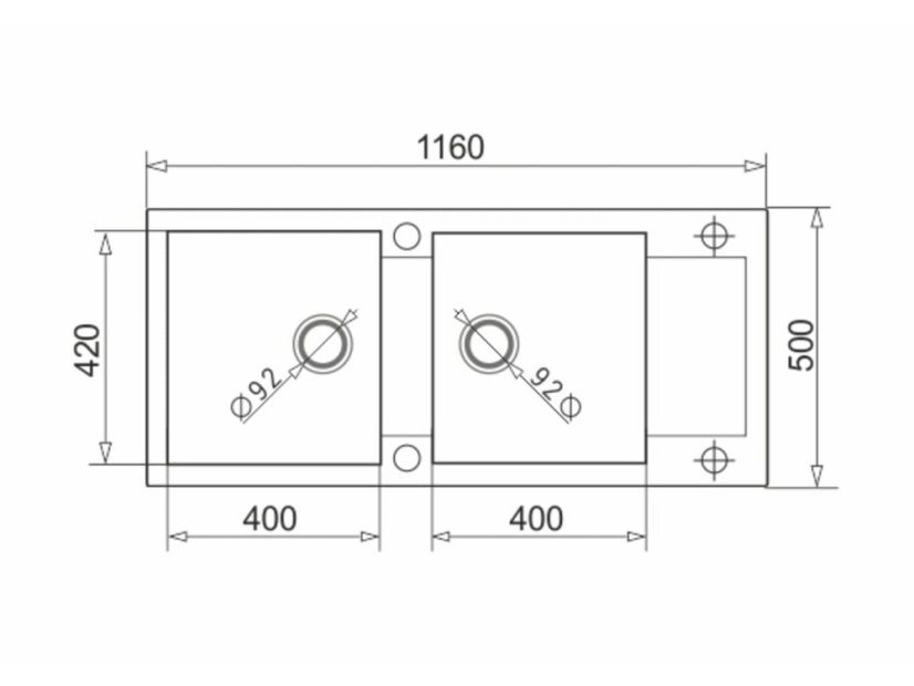Granitový drez Pyramis Mido 116 x 50 2B 1D Carbon