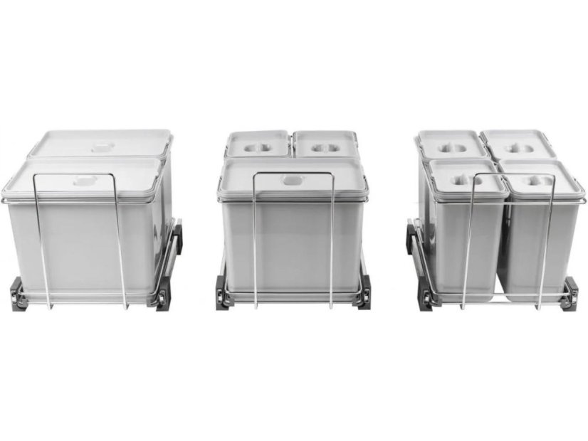 Vestavný odpadkový koš Elletipi ECOFIL - výsuvný, s rámem, 18+8+8 L - 5