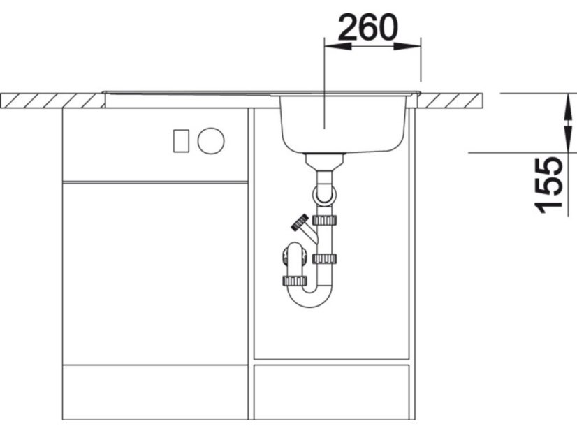Nerezový dřez Blanco LIVIT 45 S Salto nákres2