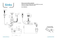 Sifon 3 1/2 " pro nerezové dřezy s extra úsporou místa a s exc. ovladačem (clic-clac)