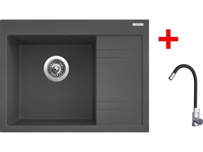 Set Sinks RIM 650 L Titanium + Elasta nerez/černá