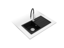 Granitový dřez Teka COMFOR 45 B-TQ 1B 1D Černá metalická - 2
