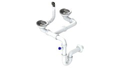 Drezový dvojsifón 3 1/2" pre granitové drezy s úsporou miesta