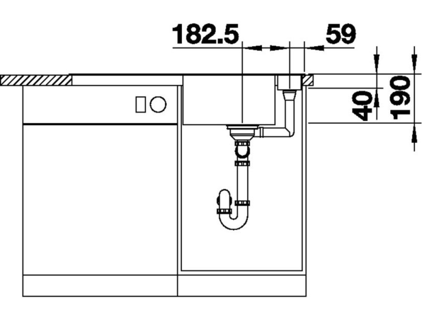 Granitový dřez Blanco AXIA III 5 S InFino šedá skála dřez vpravo s excentrem přísluš. dřev