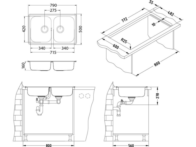 Nerezový dřez Alveus LINE 90