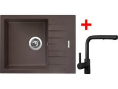 Sinks PERFECTO 650 Marone + ENIGMA S Černá matná