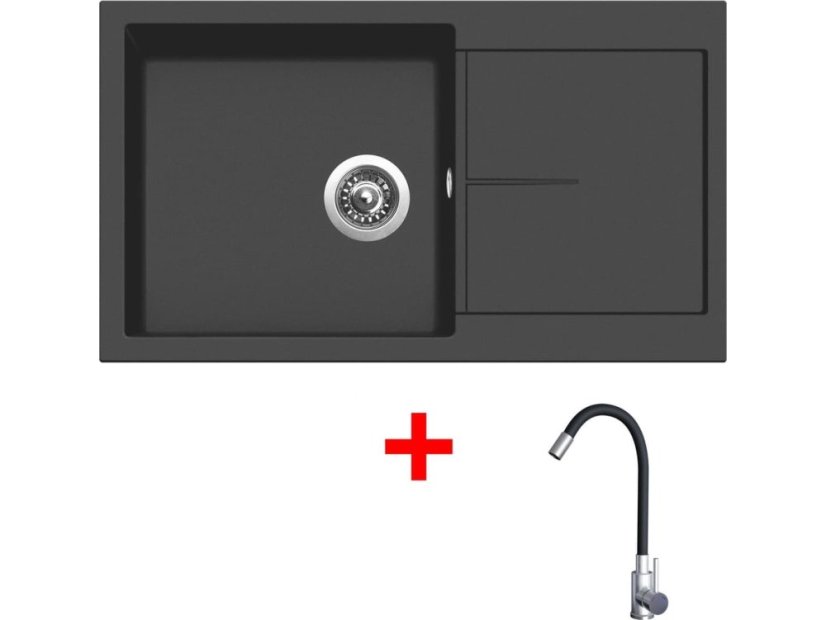 Set Sinks Infinity 860 Pureblack + Elasta nerez/černá