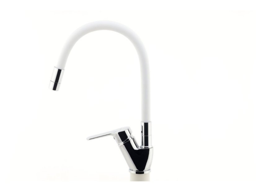 Drezová batéria s bielym flexi ramenom Metalia 54, chróm