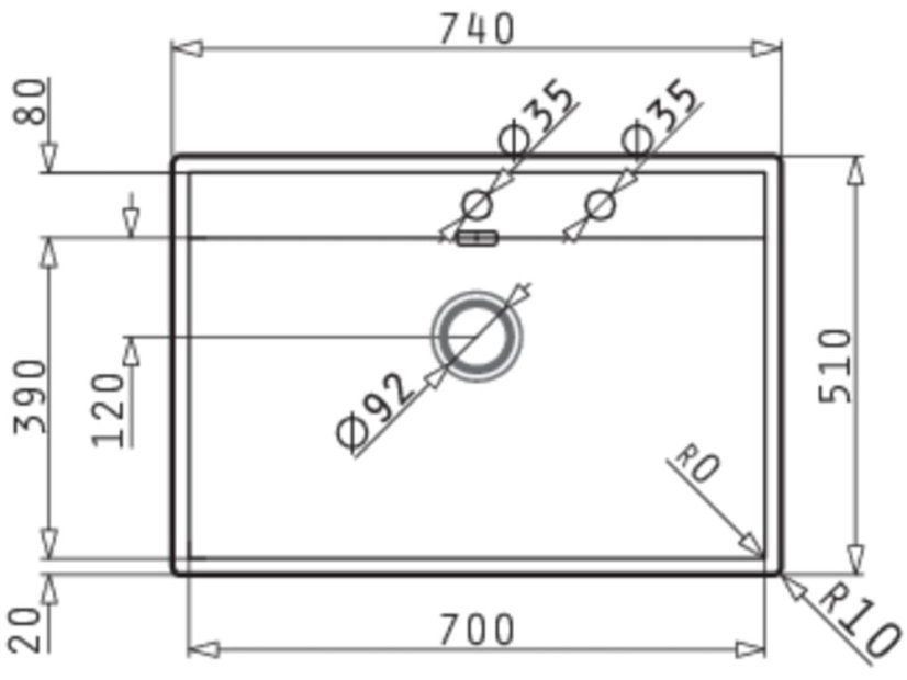 Nerezový drez Pyramis Krypto 74 x 51 1B
