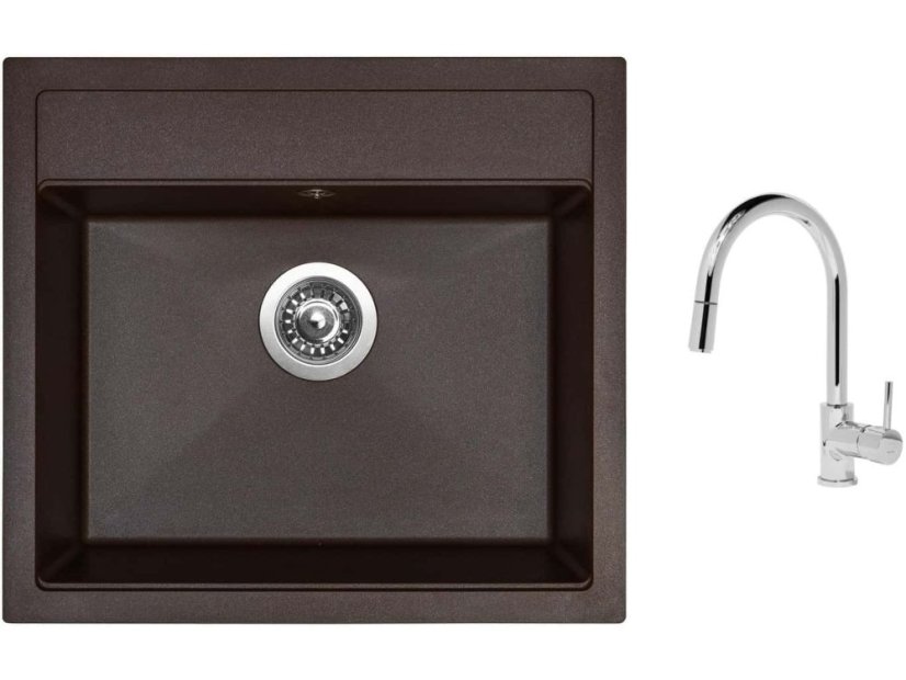 Set Sinks SOLO 560 Marone + batéria Sinks MIX 35 P chróm