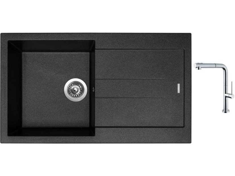 Set Sinks AMANDA 860 Metalblack + baterie Sinks SLIM S2 kartáčovaná