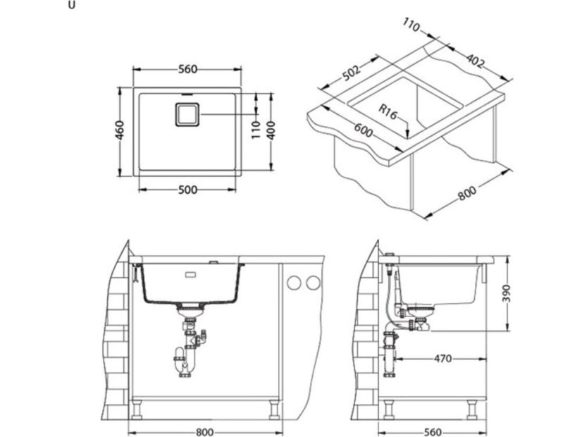 Granitový drez Alveus Quadrix 50 čierná matná