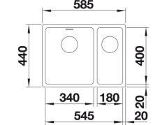Nerezový drez Blanco ANDANO 340/180 U InFino Nerez hodvábny lesk drez vpravo