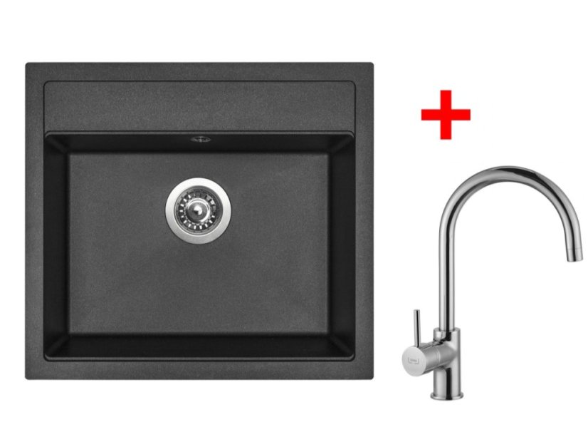 Set Sinks Solo 560 Metalblack + Vitalia