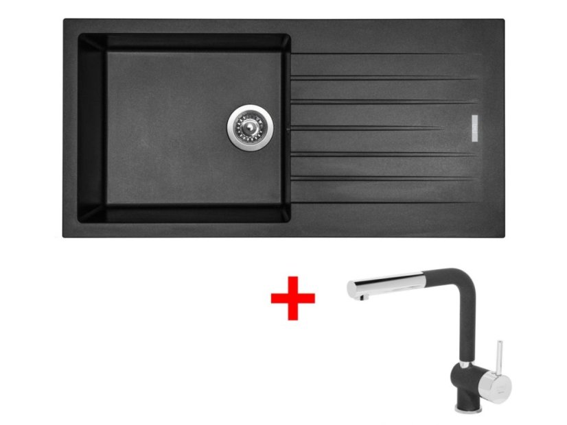 Set Sinks Perfecto 1000 Metalblack + Mix 3 P GR