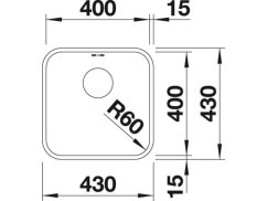 Nerezový dřez Blanco SUPRA 400 U Nerez kartáčovaný nákres