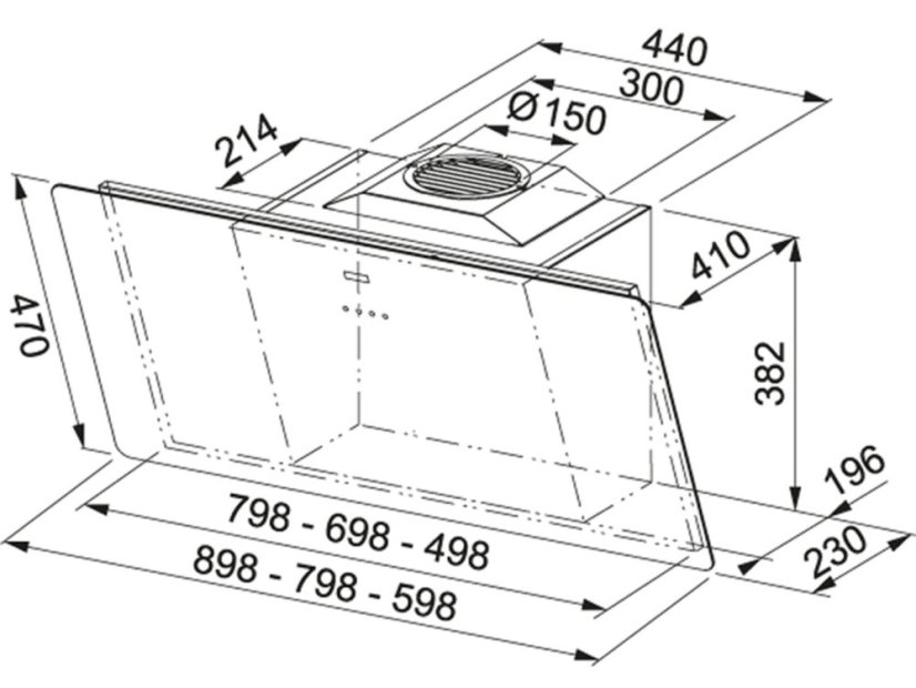 Komínový digestor Franke FSMA 605 BK Čierne sklo