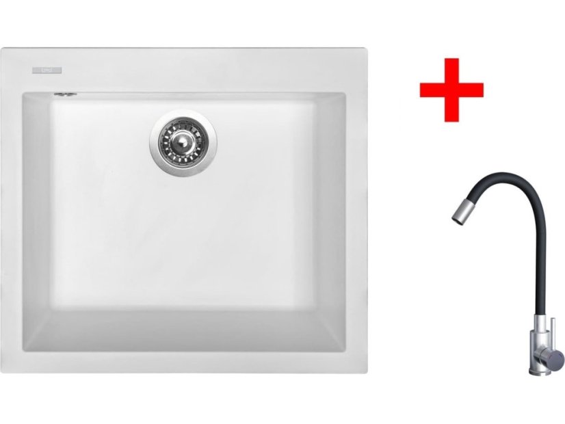 Set Sinks Cube 560 Milk + Elasta nerez/černá