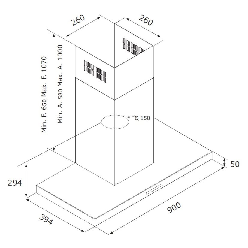 Komínová digestoř Airforce B-OX TSE 90 BK(5)