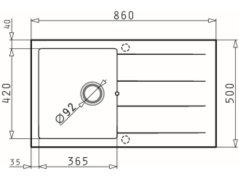 Granitový dřez Pyramis Athlos 86 x 50 1B 1D Bílá