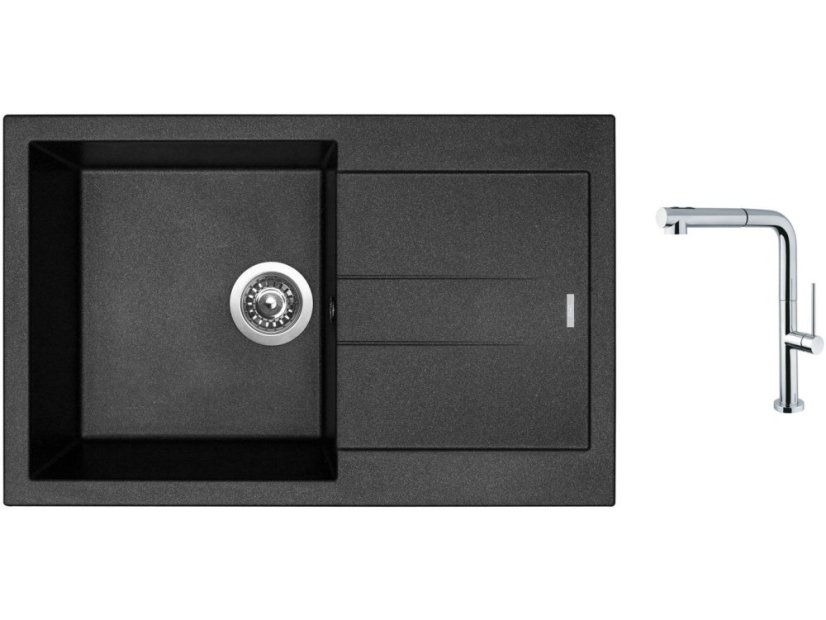Set Sinks AMANDA 780 Metalblack + baterie Sinks SLIM S2 kartáčovaná