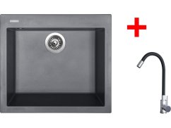 Set Sinks Cube 560 Titanium + Elasta nerez/čierná